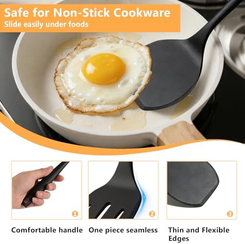 Silicone Spatula Turner Set, 600°F High Heat Resistant Spatulas for
