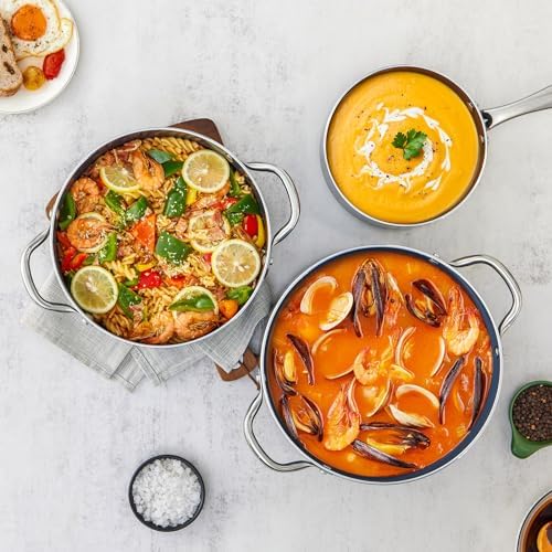BEZIA Nonstick Induction Cookware Set, 6-Piece Pots and Pans Set with