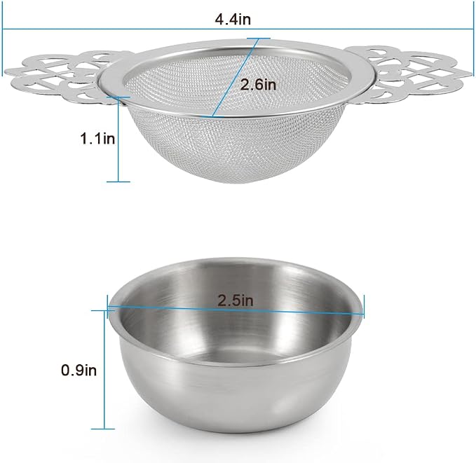 Picowe 4 Pack Tea Strainer Bowl, Stainless Steel Sliver Tea Strainers - Image 6