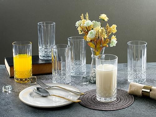Lorren Home Trends Tall 12 Ounce Drinking Glass-Textured Cut Glass