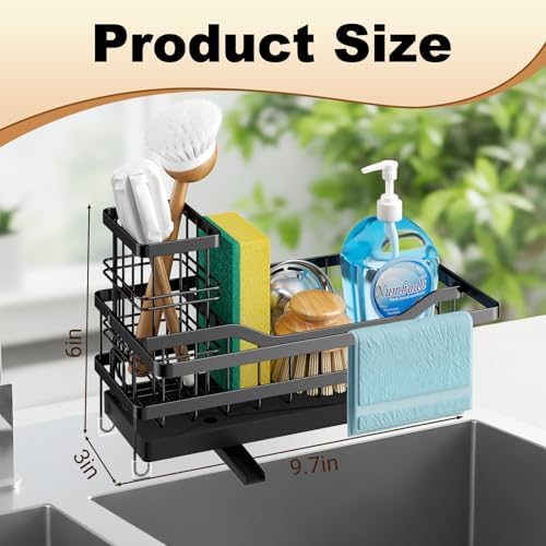 Sponge Holder for Kitchen Sink, Self-draining Sink Organizer with