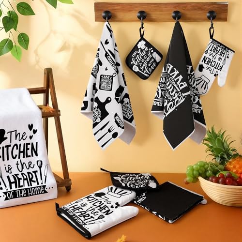 8 Pcs Farmhouse Kitchen Decor Accessories Set 4 Black White Kitchen