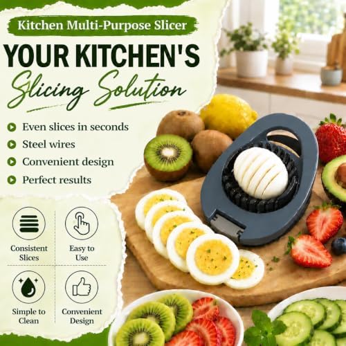 NOVANO Egg Slicer for Hard Boiled Eggs, Multi Function Stainless Steel