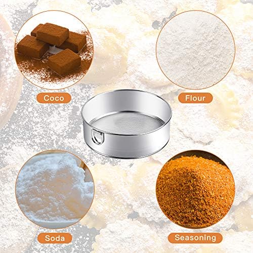 Supkiir Stainless Steel Flour Sifter, 6-Inch, 8-Inch Sieve Fine Mesh