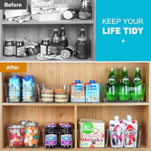 Heyuzb 8 Pack Plastic Organizer Bins and 20 Pcs Freezer Bags Multi-Use