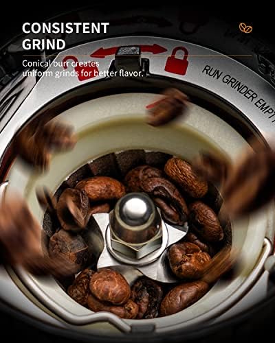 SHARDOR Conical Burr Coffee Bean Grinder, 48 Settings, Silver