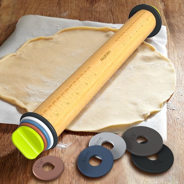 Rolling Pin with Adjustable Thickness Ring and Silicone Baking Mat - Image 5