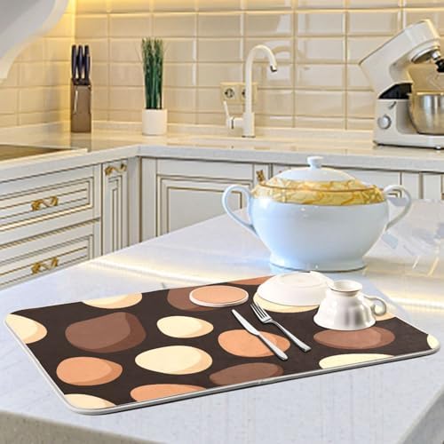 OTVEE Chocolate Egg Art Dish Drying Mat for Kitchen Counter Absorbent