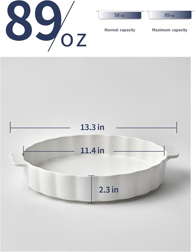 Samsle Ceramic Pie Pan For Baking, 13Inch Round Baking Dish - Image 3