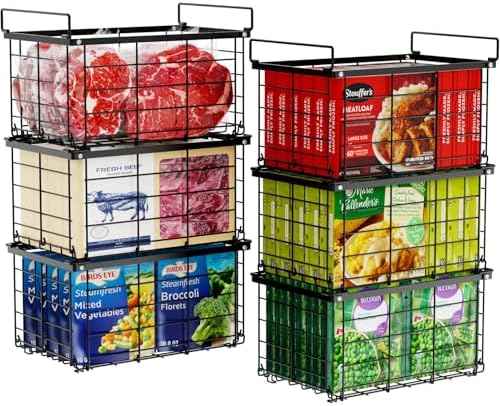 iSPECLE Deep Freezer Organizer Baskets, 6 Pack, 5 to 7 Cu.Ft.