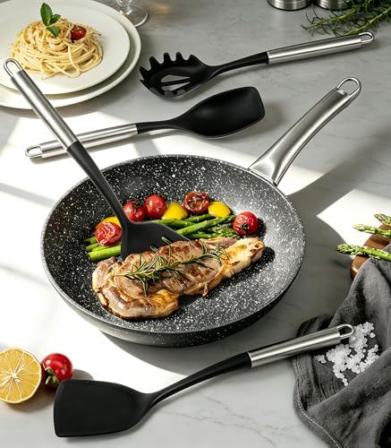 Large Silicone Cooking Utensils Set, 10Pcs Nonstick Kitchen Utensil