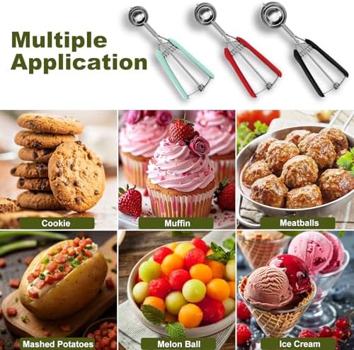 3 Pack Cookie Scoop, Stainless Steel Cookie Scoops for Baking