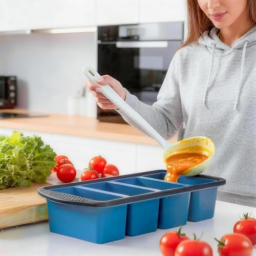 GORCI Silicone Soup Freezer Trays with Lids - 3 Pack, 1⁄2 cup, 1 cup