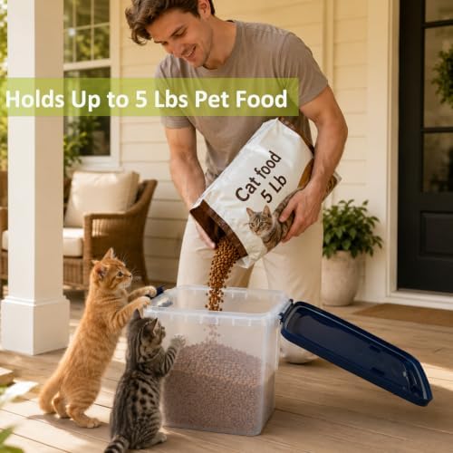 5-10 Lbs Airtight Cat Dog Food Storage Container, 8QT Compact Pet Food