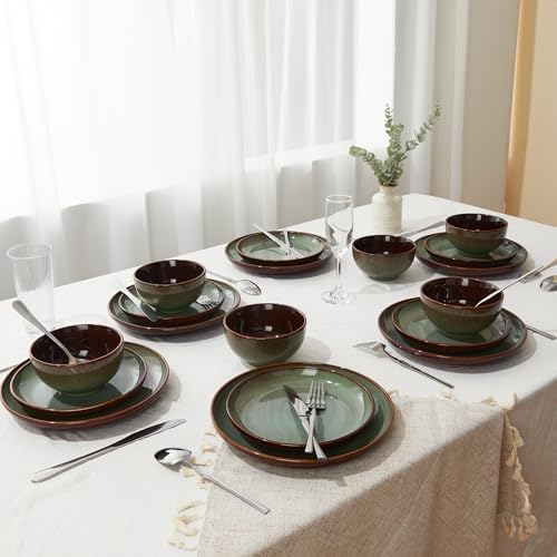 Pokini Ceramic Dinnerware Sets for 12, 36pcs Plates and Bowls Sets Dish Set