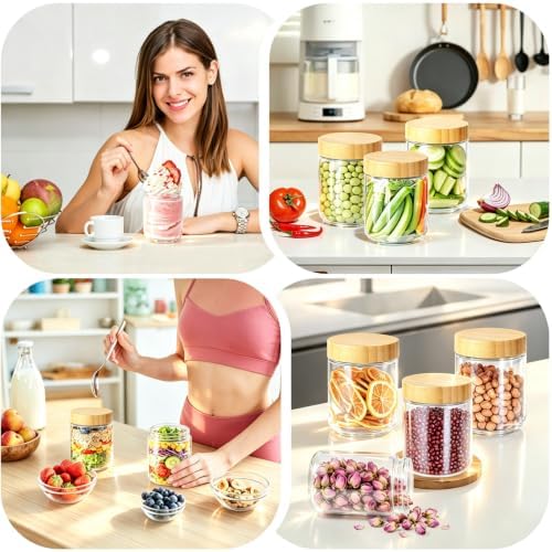 16 oz Leakproof Glass Overnight Oats Jars with Bamboo Lids