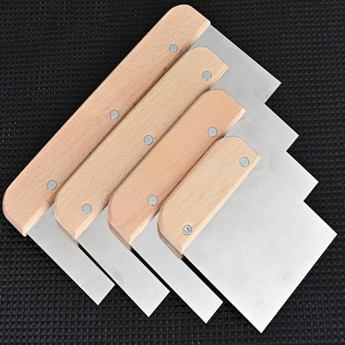4pc wooden handle stainless steel Bench dough scraper set size 4 "6" 8