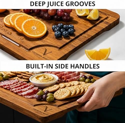 3-Piece Bamboo Cutting Board Set with Storage Stand, Carbonized Bamboo