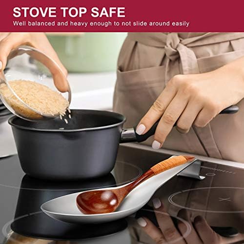 E-far Spoon Rest Set of 2, Stainless Steel Spoon Ladle Holder Spatula