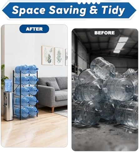 5 Gallon Water Bottle Holder for 10 Bottles, 5 Tiers Row Water Jug