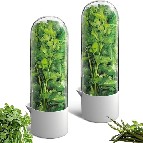 2 Pack Herb Keeper for Refrigerator, Clear BPA-Free