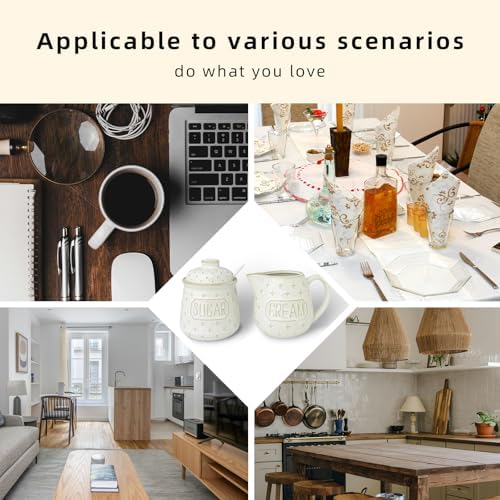 GDCZ Ceramic Sugar and Creamer Set, Coffee Serving Set (White)
