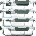 M MCIRCO 8 Pack 30 oz Glass Food Storage Containers, Gray