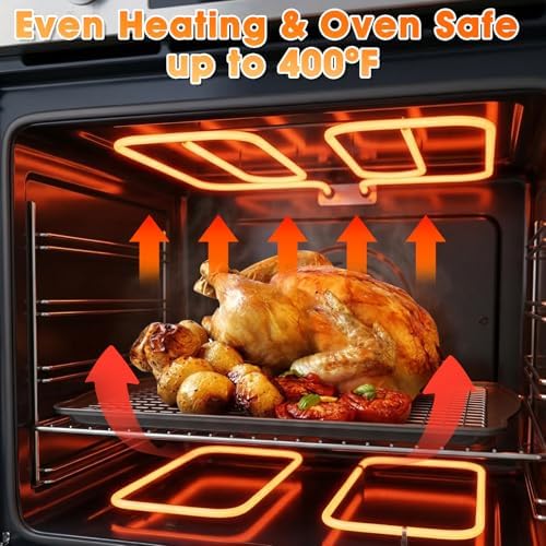 Baking Sheet with Wire Rack, 17" x 12" Nonstick Cookie Sheets Pan Oven