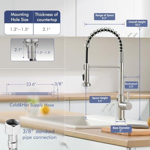 GIMILI Touchless Kitchen Faucet, Pull-Down Sprayer, Brushed Nickel