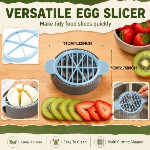 3 in 1 Egg Slicer for Hard Boiled Eggs, Multi Functional Egg Cutter