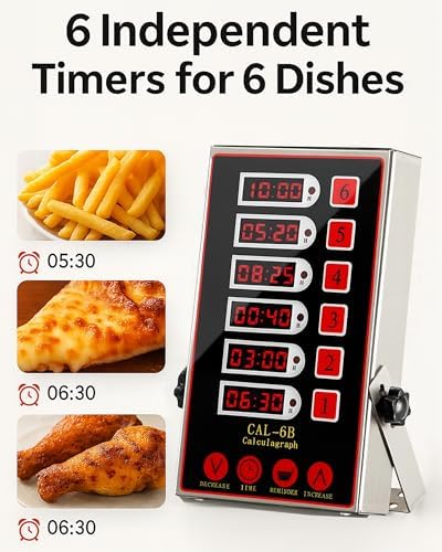 Commercial 6-Channel Digital Kitchen Timer