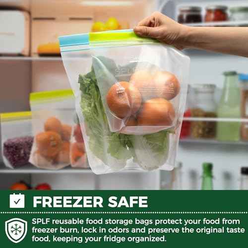 SPLF 20 Pack Reusable Snack Bags Dishwasher Microwave Safe