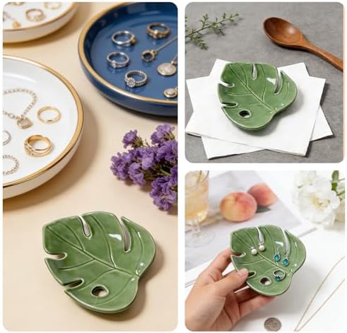 Ceramic Spoon Rest for Kitchen Counter, Leaf Shaped Decorative Utensil