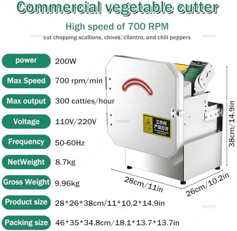 Heavy-Duty Commercial Vegetable Slicer, 200W, 150-300kg/Hour