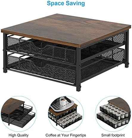 Coffee Pod Holder for Counter, Coffee Pod Drawer for K Cup Storage Drawer Holder, 72 Capacity Pods Storage Organizer Cups Capsule with Sliding Baskets