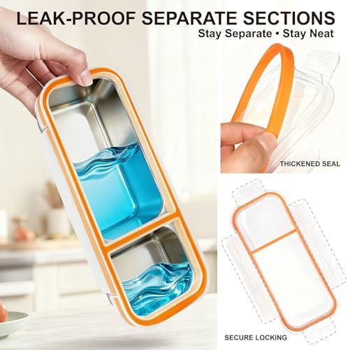 3 Pack Stainless Steel Snack Containers, Orange