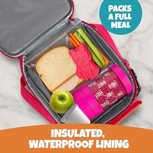 Bentology Kids Insulated Lunch Bag Set with 13 oz Food Jar and Ice