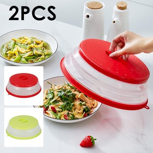 2Pc 5 in 1,Microwave Splatter Cover for Food,Collapsible & Vented
