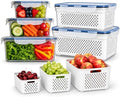 5 Pack Large Fruit Storage Containers for Fridge with Removable