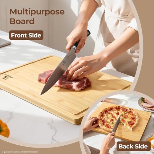 Piklohas Bamboo Cutting Boards Set of 4 for Kitchen with Wood Storage