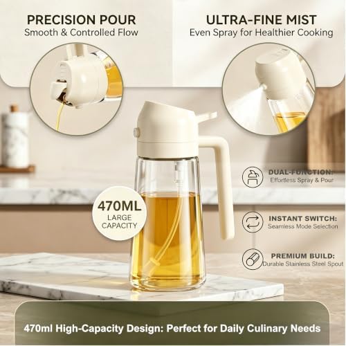 Pure Future 2-in-1 Olive Oil Sprayer, White