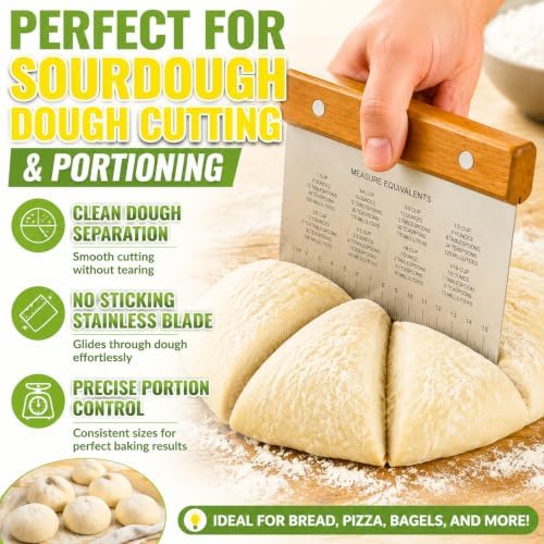JAYVAR Stainless Steel Dough Scraper & Bench Scraper