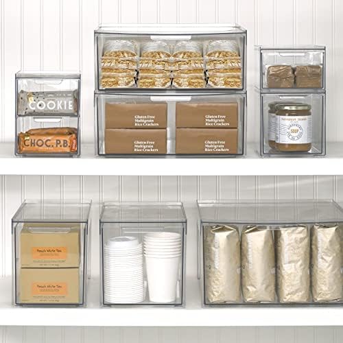 mDesign Kitchen Storage Drawer Box – Plastic Storage Box with Pull-Out