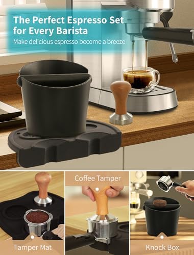Gevi 3pcs Espresso Machine Accessories Set, Coffee Tamper, Knock Box