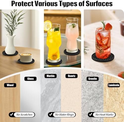 TWTLi Silicone Coasters Set of 8 with Holder, 4 Inch Non-Slip
