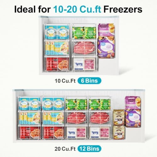 iSPECLE Deep Freezer Organizer Bins - For Most 10-20 cu. ft. Chest