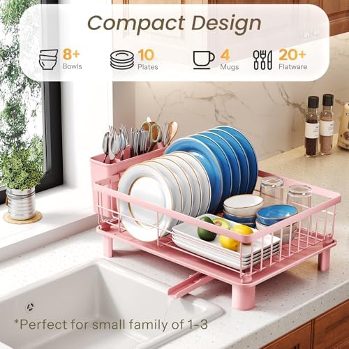 SNTD Dish Drying Rack, 11" W x 15" L, Pink