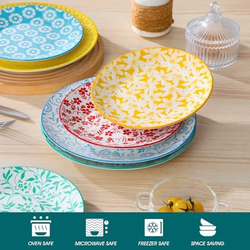 vancasso 10.25" Pastel Dinner Plates Set of 6, Vintage Ceramic