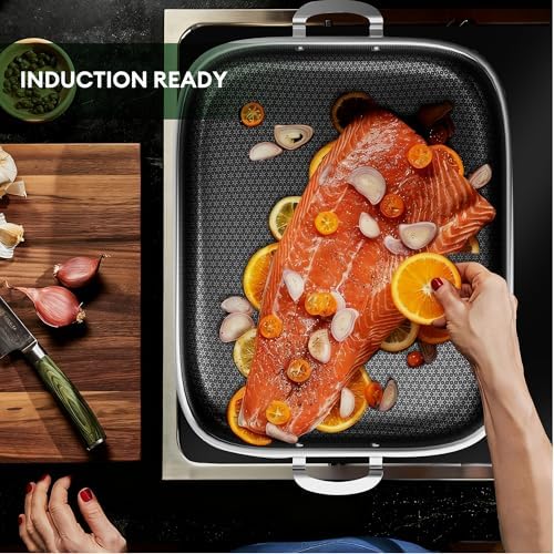 COOKER KING Hybrid Stainless Steel Nonstick Roasting Pan with Rack, 18x15"