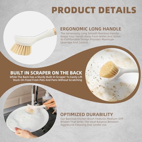 DEBETOOL 4-Pack Dish Brush with Scrubber